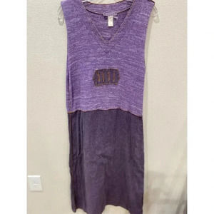 Purple Sleeveless V-Neck Maxi Dress w/ Patchwork Appliqué large